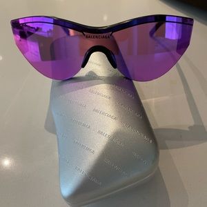 Auth BALENCIAGA Purple cat eye mirror sunglasses